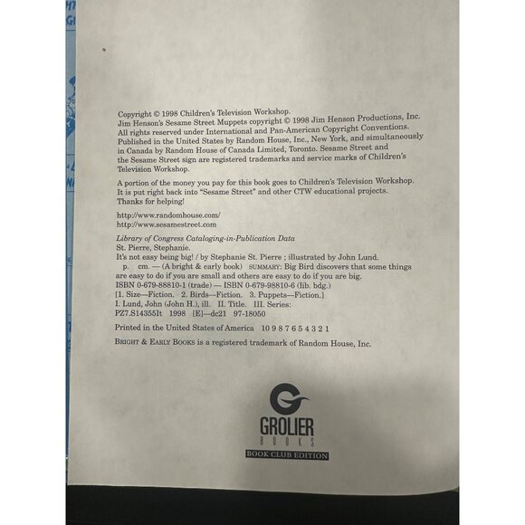 Sesame Street Vintage Book Bundle- Big Bird ,Its Not Easy Being Big Fairy Tales - Picture 4 of 11